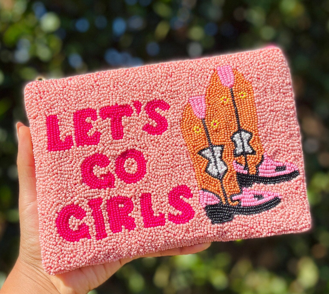 Let's Go Girls Beaded Pouch