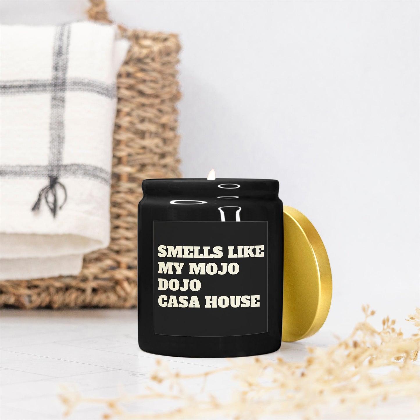 Smells like Mojo Dojo Casa House Candle Ceramic 8oz (Black)