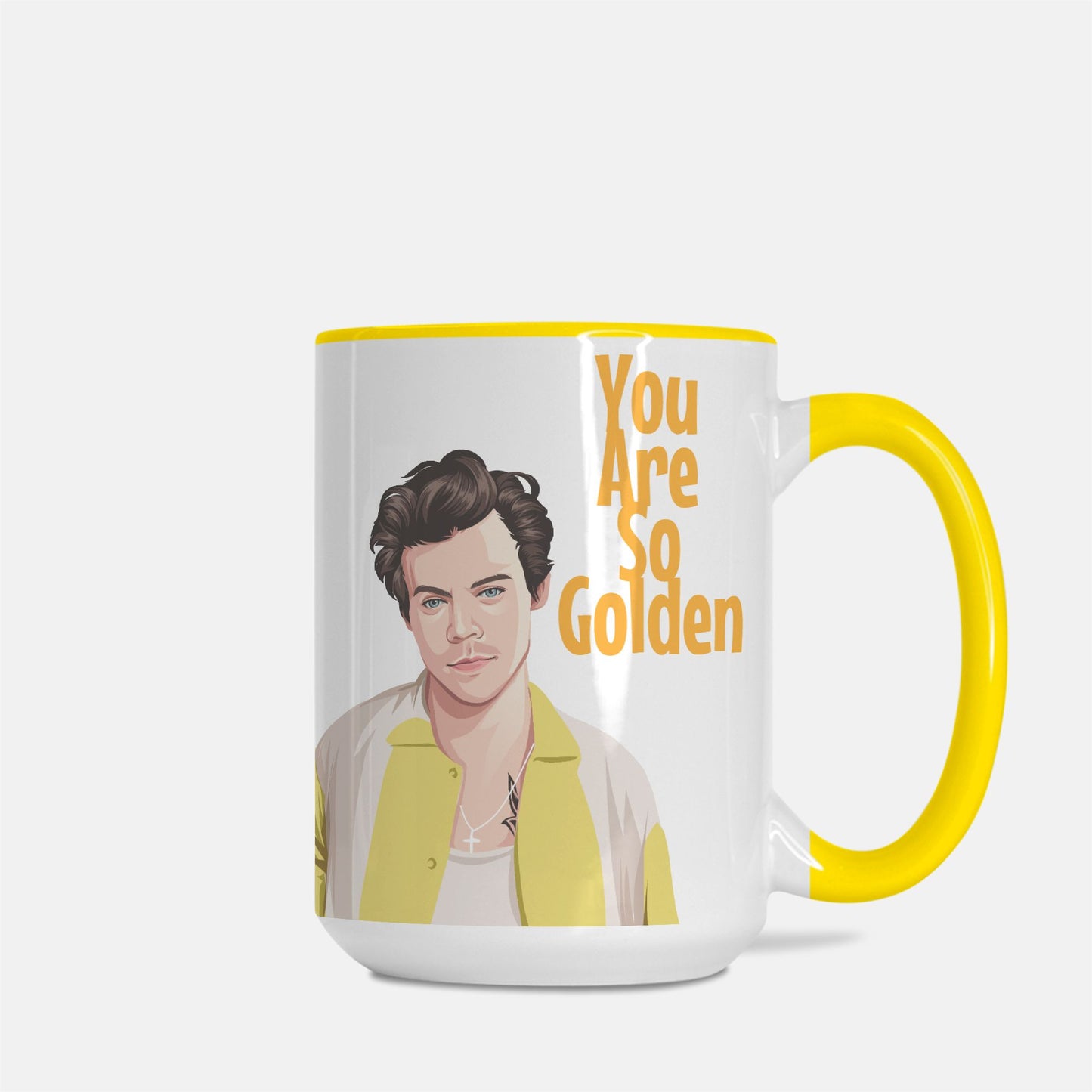 Harry Styles Mug Deluxe 15oz. (Yellow + White)