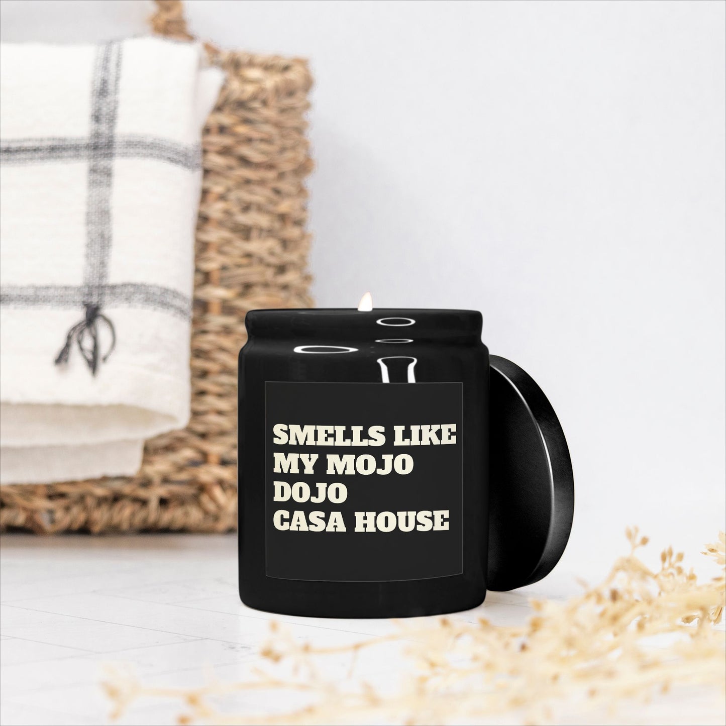 Smells like Mojo Dojo Casa House Candle Ceramic 8oz (Black)