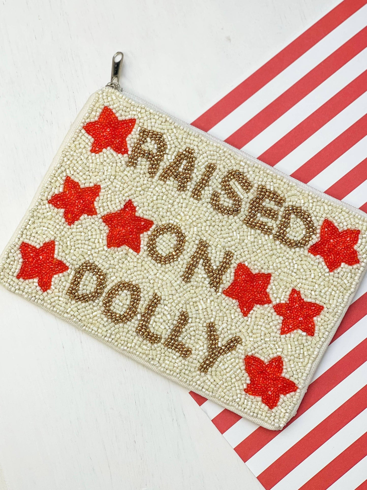 Raised On Dolly Beaded Zip Pouch