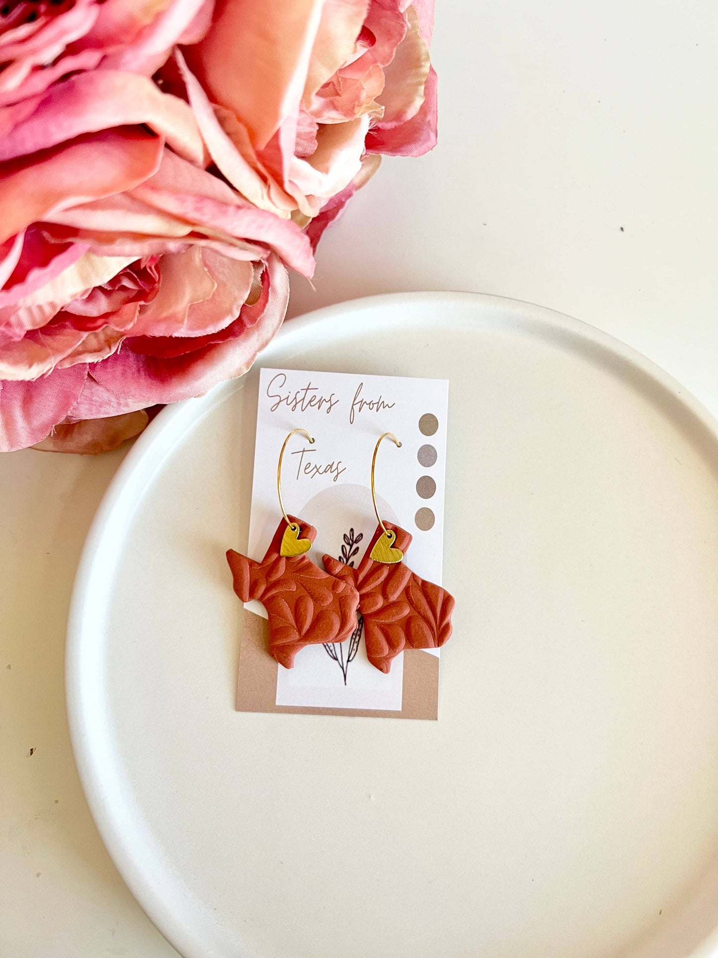 Burnt Orange Texas Earrings