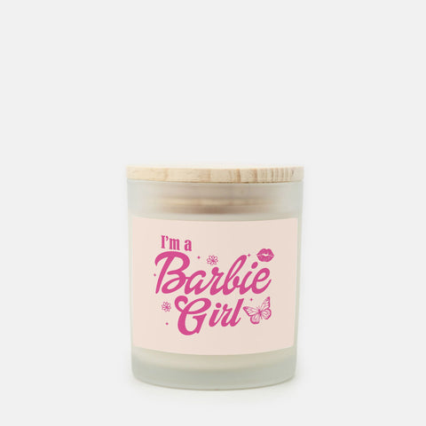 I'm A Barbie Girl Candle Frosted Glass (Hand Poured 11 oz)