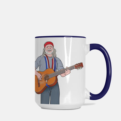 Willie Nelson Mug Deluxe 15oz. (Dark Blue + White)