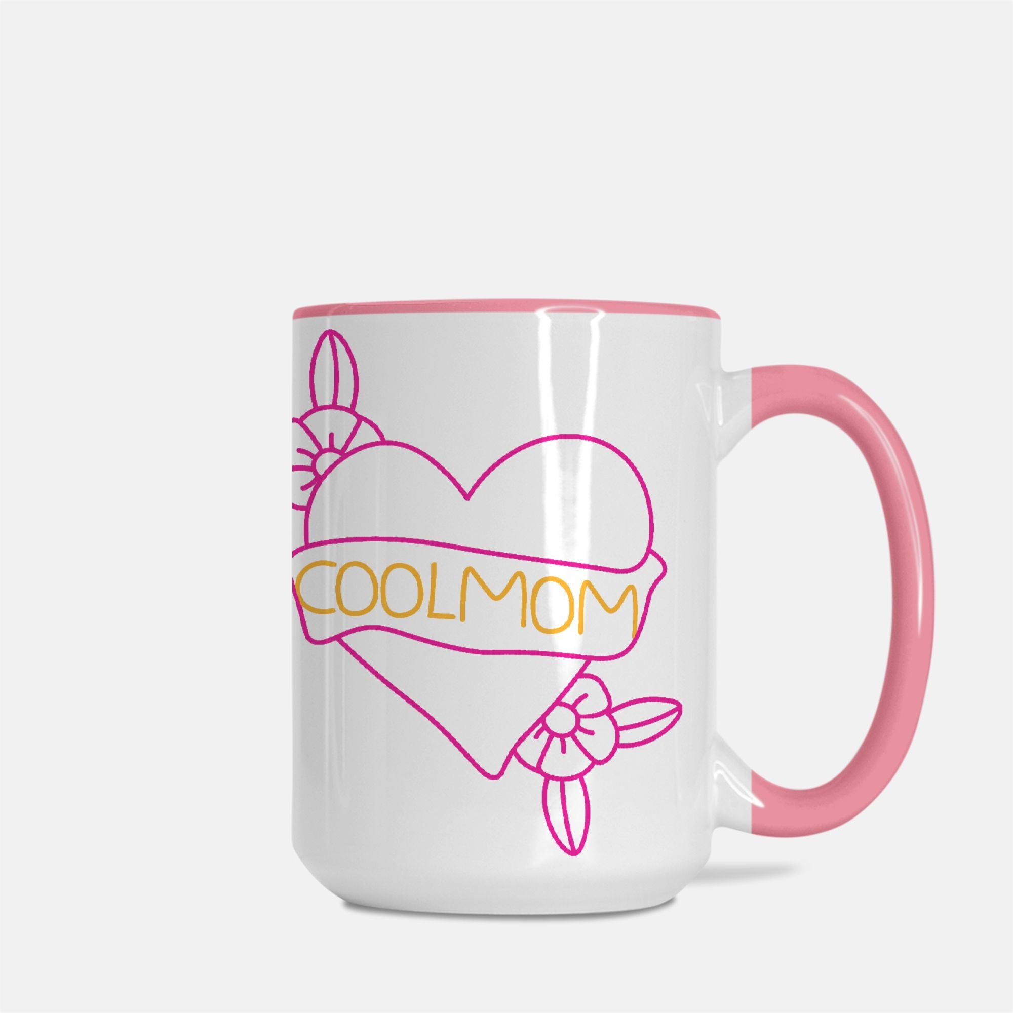 Cool Mom Mug Deluxe 15oz. (Pink + White)