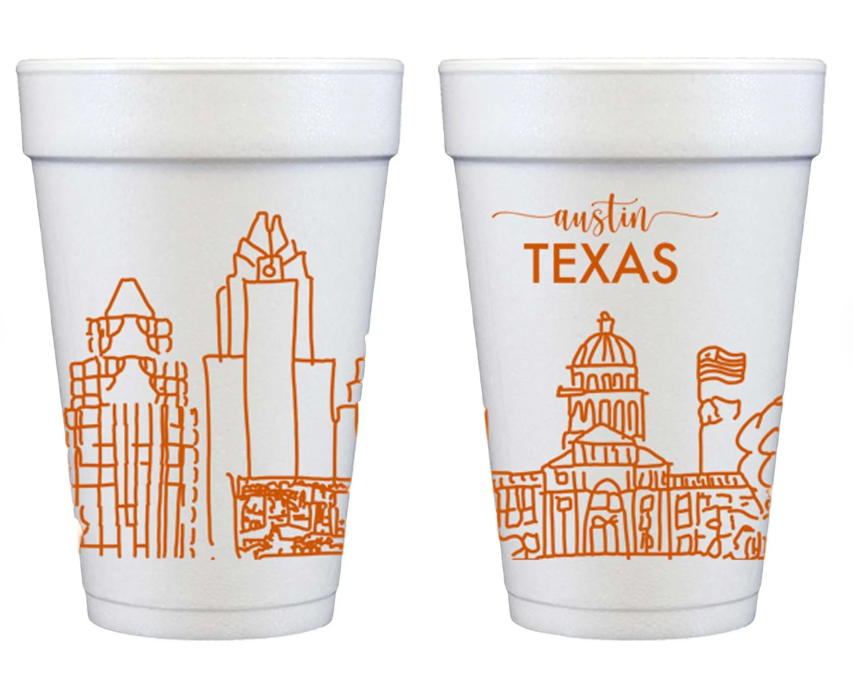 Foam Cup 10 Pack {Austin, Texas Skyline}