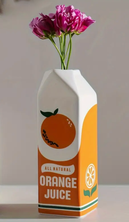 Orange Juice Carton Vase