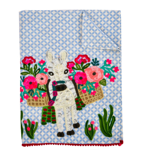 Donkey with FLOWERS ON ROUTE TEA TOWEL