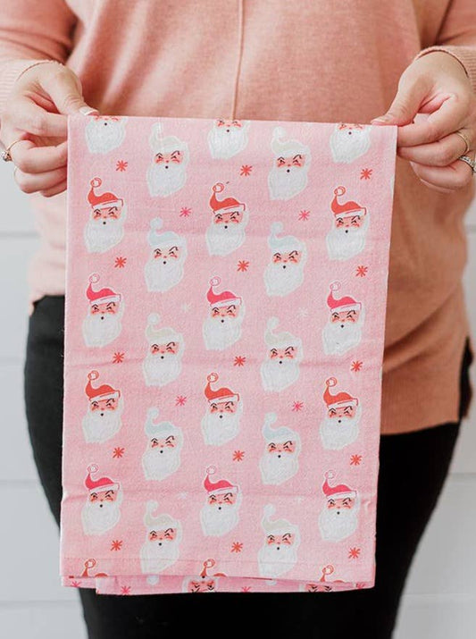 Full Pattern Santa Face | Christmas - Holiday Flour Sack Kitchen Towel