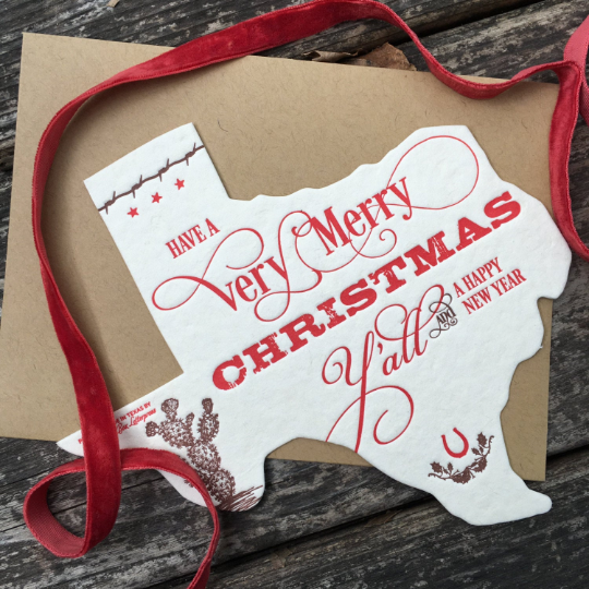 Texas Christmas | Letterpress Die-Cut Greeting Card