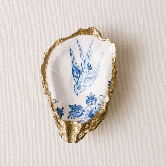 Indigo Decoupage Oyster Ring Dish