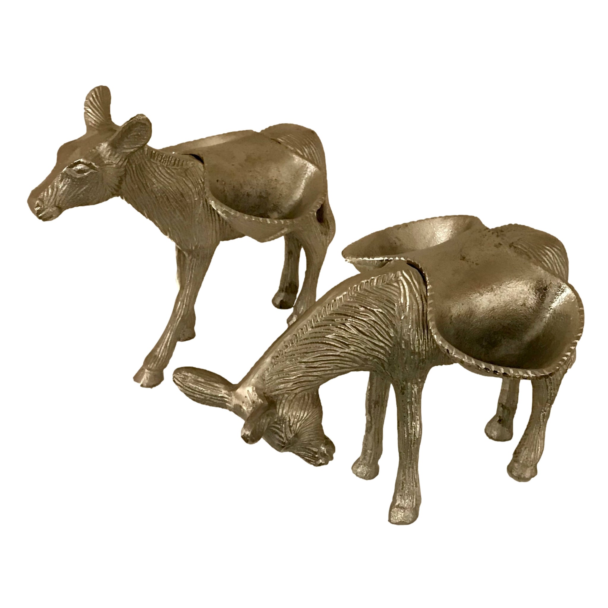Set/2 Donkey Figures with Side Saddle Serving Dishes