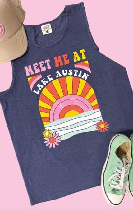 Meet Me At Lake Austin TANK (Navy)- Size Large
