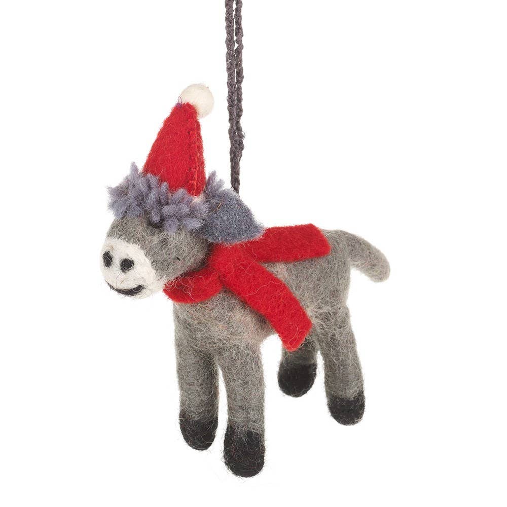 Handmade Felt Biodegradable Christmas Donkey Tree Hanging