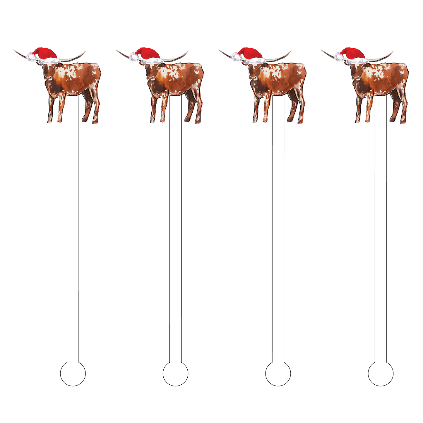 SANTA LONGHORN ACRYLIC STIR STICKS