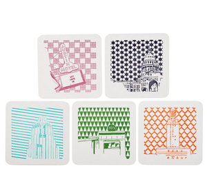 Austin Coasters | Letterpress Printed Pack of 5 Coasters