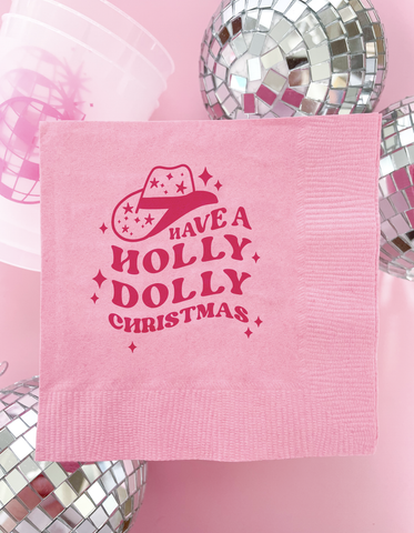Cowgirl Holly Dolly Christmas Napkins