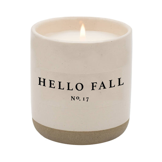 Hello Fall Soy Candle - Cream Stoneware Jar - 12 oz