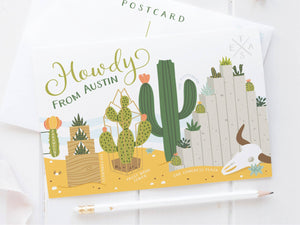 Austin Succulent Skyline Postcard