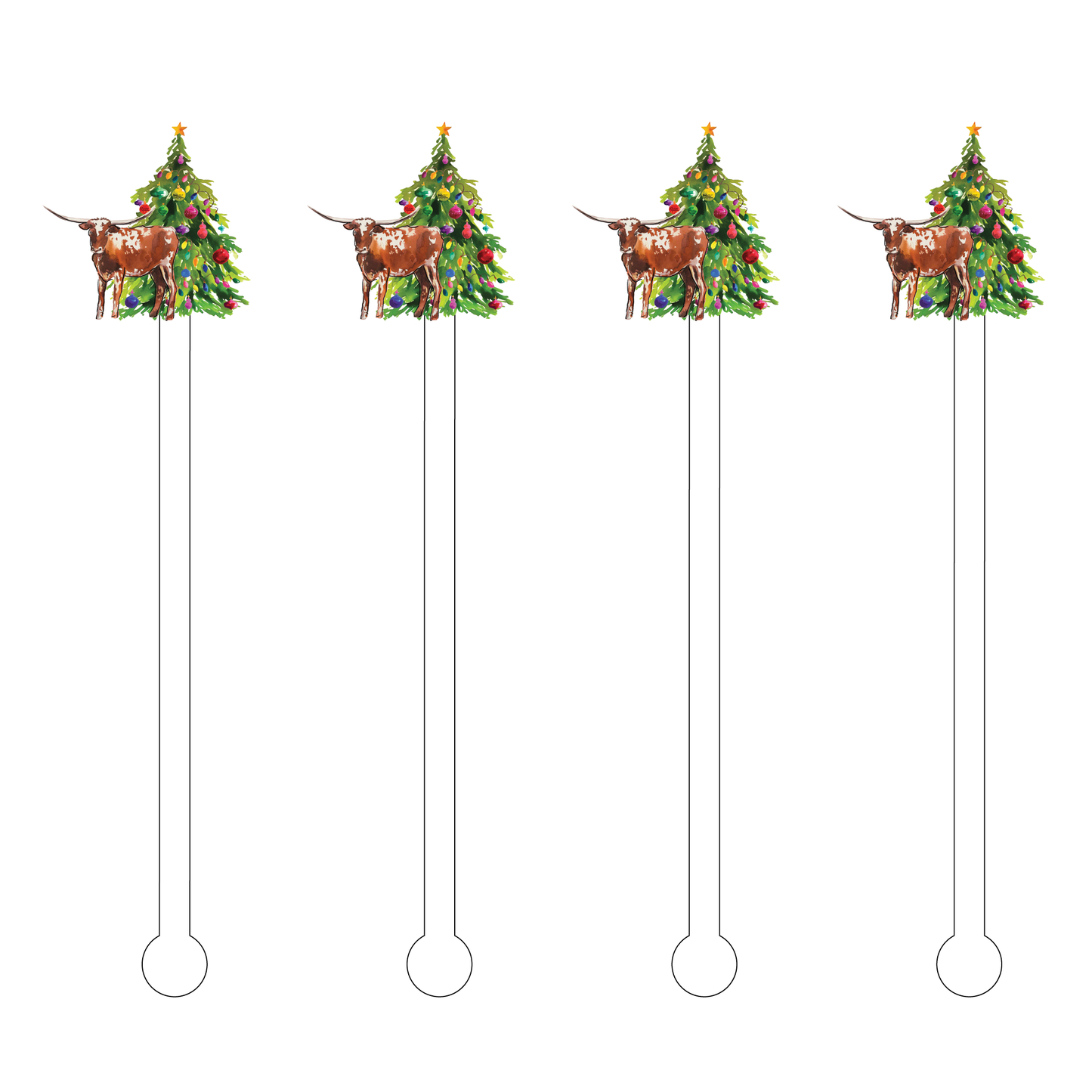 LONGHORN CHRISTMAS ACRYLIC STIR STICKS